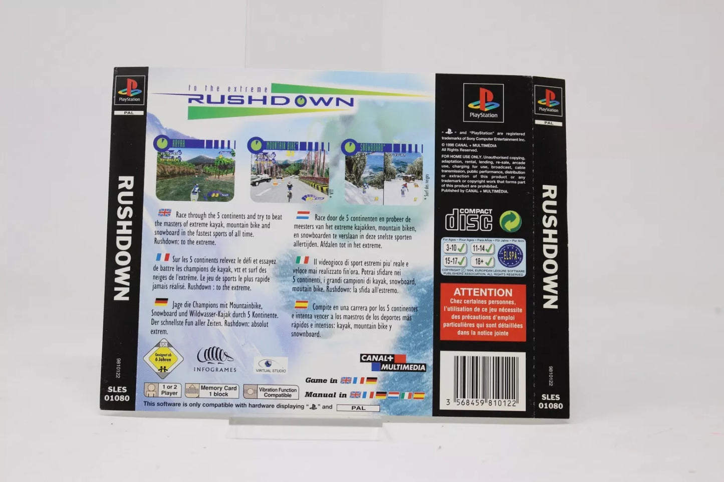 CONTRAPORTADA RUSHDOWN SONY PS1 PLAY STATION INV-9601