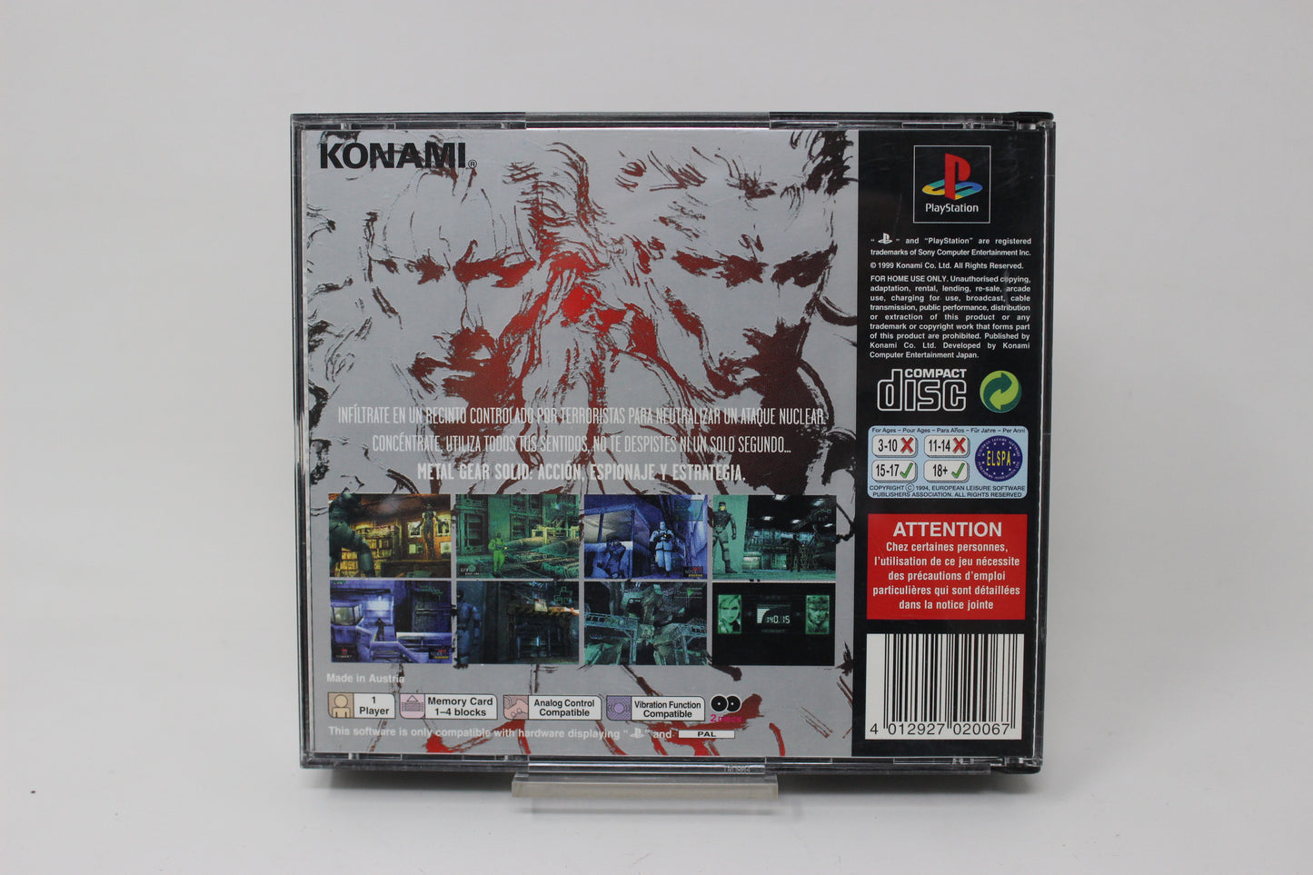 METAL GEAR SOLID 1  PAL PS1 PLAY STATION 1 PSX INV-11527